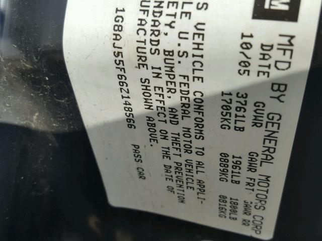 1G8AJ55F66Z148566 - 2006 SATURN ION LEVEL GOLD photo 10