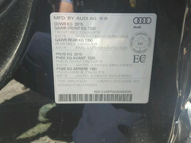 WA1LVAFP0GA065695 - 2016 AUDI Q5 TDI BLACK photo 10