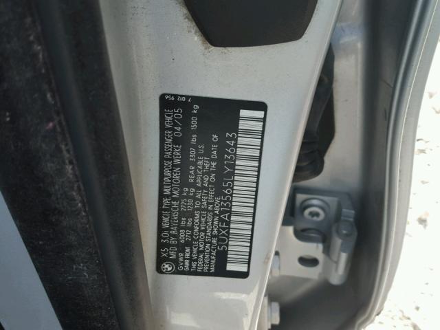 5UXFA13565LY13643 - 2005 BMW X5 3.0I SILVER photo 10