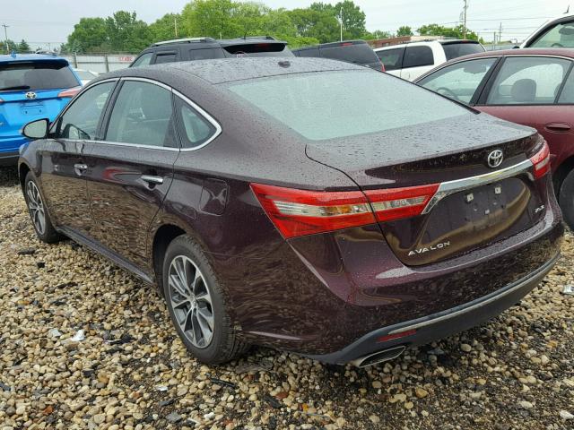 4T1BK1EB8JU284065 - 2018 TOYOTA AVALON XLE BURGUNDY photo 3