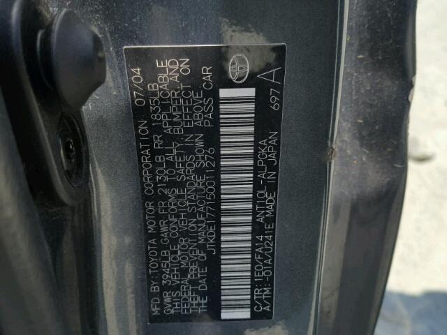 JTKDE177150011276 - 2005 TOYOTA SCION TC 灰色 照片 10