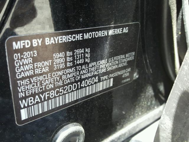 WBAYF8C52DD140604 - 2013 BMW 750LI XDRI BLACK photo 10