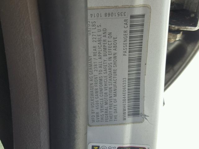 WVWWH63B44E065333 - 2004 VOLKSWAGEN PASSAT GLX ვერცხლისფერი ფოტო 10