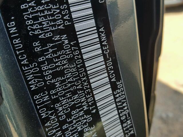 4T1BE32KX5U102671 - 2005 TOYOTA CAMRY LE მწვანე ფოტო 10