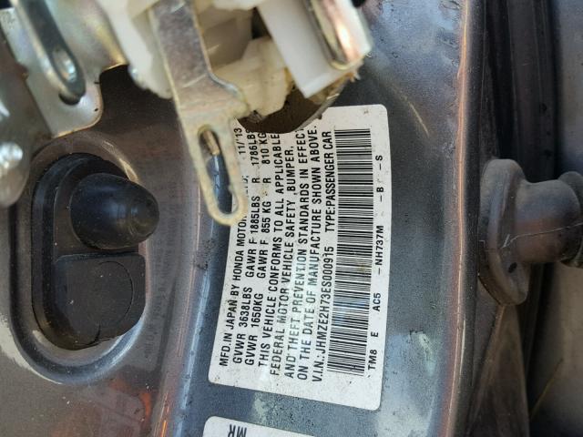 JHMZE2H73ES000915 - 2014 HONDA INSIGHT EX GRAY photo 10