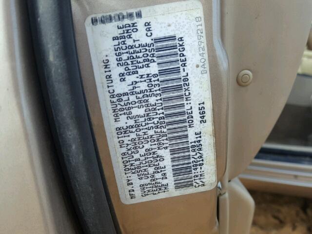 4T1BF28B11U131310 - 2001 TOYOTA AVALON XL/ BEIGE photo 10