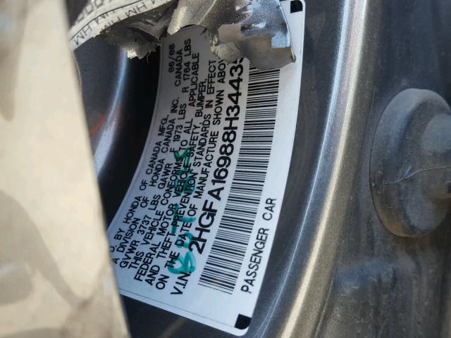 2HGFA16988H344350 - 2008 HONDA CIVIC EXL SILVER photo 10