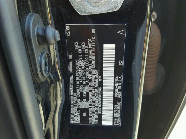 5TDZY67A58S012946 - 2008 TOYOTA SEQUOIA PL BLACK photo 10