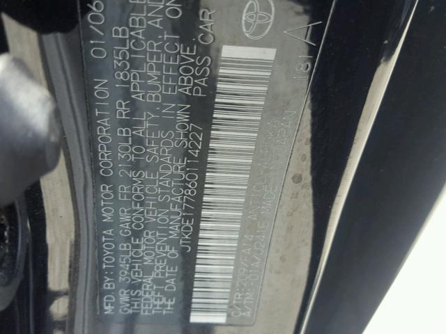 JTKDE177860114227 - 2006 TOYOTA SCION TC 黑色 照片 10