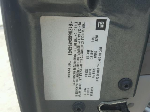 1G1ZU64834F143471 - 2004 CHEVROLET MALIBU MAX GRAY photo 10