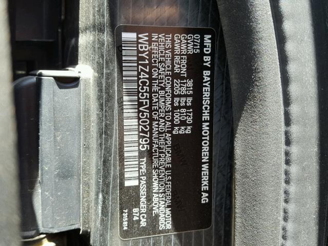 WBY1Z4C55FV502795 - 2015 BMW I3 REX GRAY photo 10