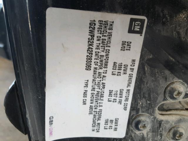 1G2WP52K42F283069 - 2002 PONTIAC GRAND PRIX BLACK photo 10