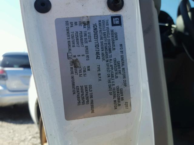 1GNDV23117D174642 - 2007 CHEVROLET UPLANDER L 白色 照片 10