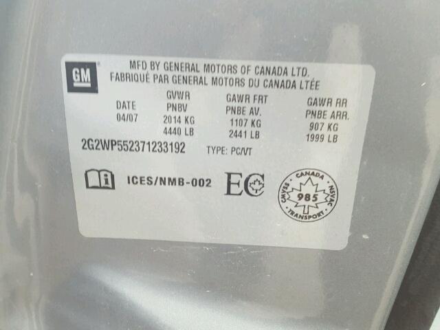 2G2WP552371233192 - 2007 PONTIAC GRAND PRIX Boz foto 10