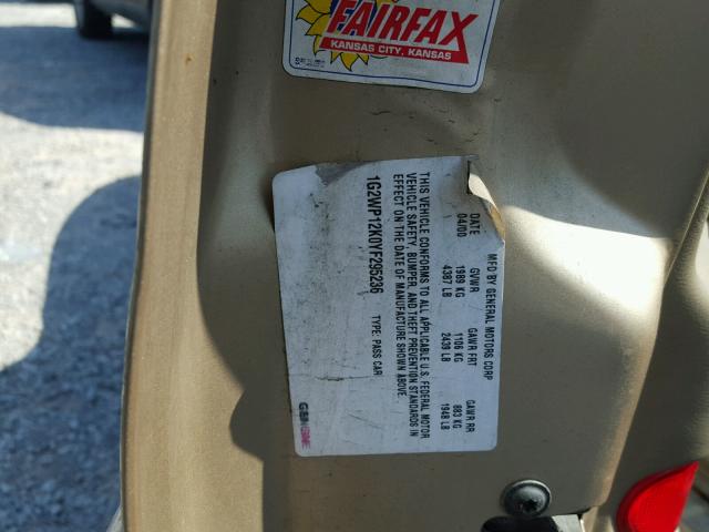 1G2WP12K0YF295236 - 2000 PONTIAC GRAND PRIX GOLD photo 10