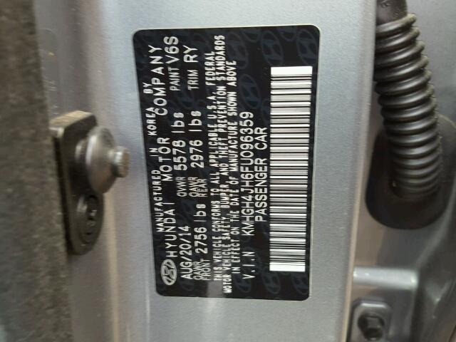 KMHGH4JH6FU096359 - 2015 HYUNDAI EQUUS SIGN GRAY photo 10