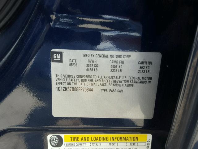 1G1ZK57B08F275844 - 2008 CHEVROLET MALIBU LTZ BLUE photo 10