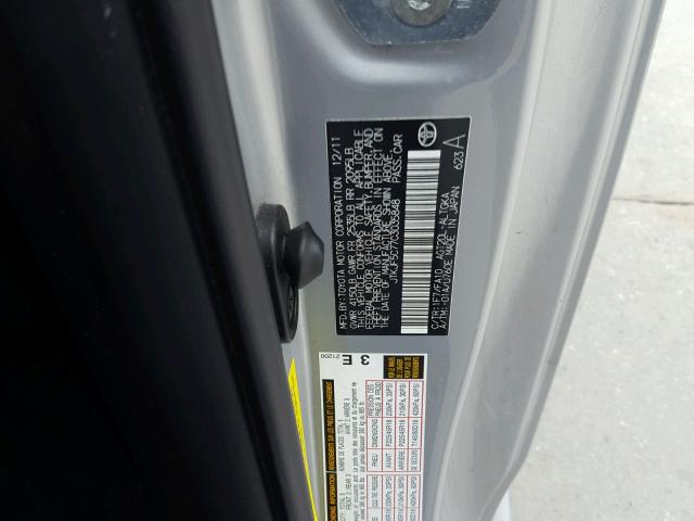 JTKJF5C77C3035848 - 2012 TOYOTA SCION TC 银色 照片 10