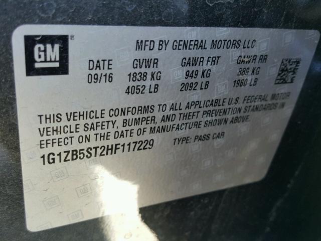 1G1ZB5ST2HF117229 - 2017 CHEVROLET MALIBU LS 灰色 照片 10