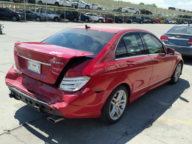 WDDGF8AB3DA780920 - 2013 MERCEDES-BENZ C 300 4MAT RED photo 4