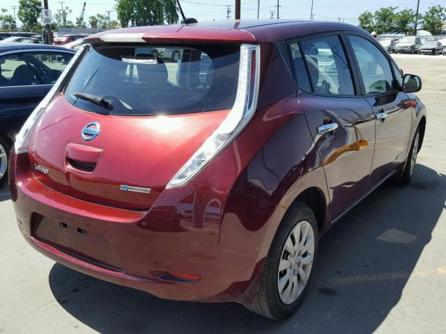 1N4AZ0CP0GC300915 - 2016 NISSAN LEAF S BURGUNDY photo 4