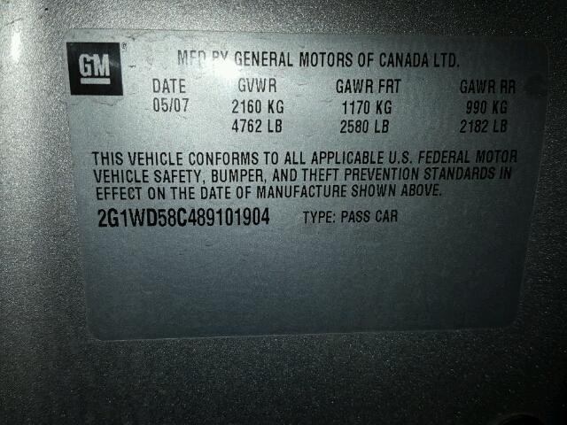 2G1WD58C489101904 - 2008 CHEVROLET IMPALA SUP 银色 照片 10