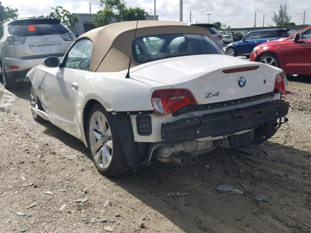 4USBU33548LW74503 - 2008 BMW Z4 3.0 WHITE photo 3