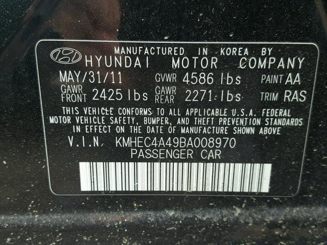 KMHEC4A49BA008970 - 2011 HYUNDAI SONATA HYB BLACK photo 10