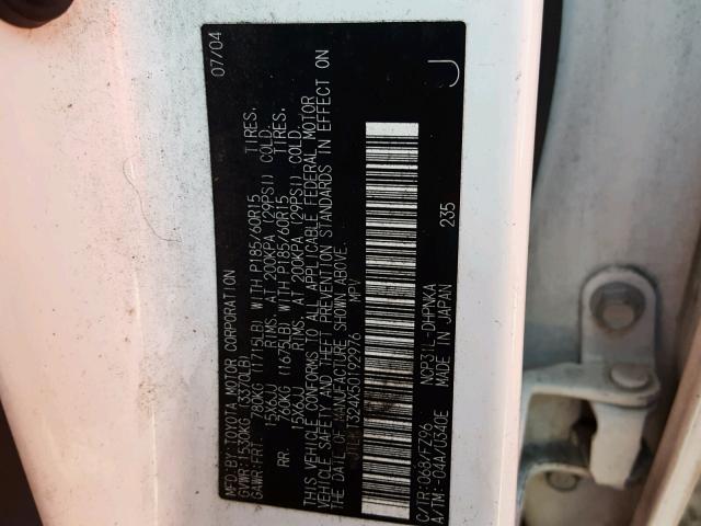 JTLKT324X50192976 - 2005 TOYOTA SCION XB თეთრი ფოტო 10