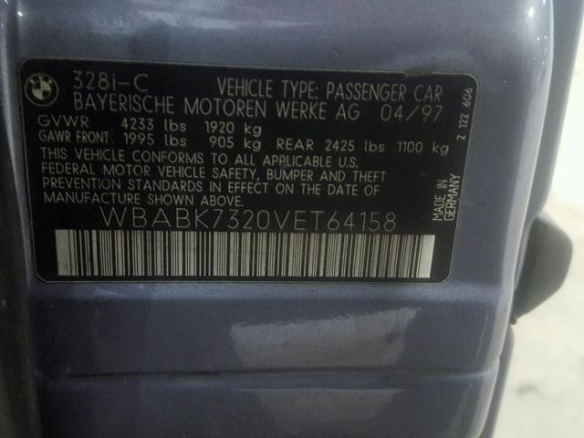 WBABK7320VET64158 - 1997 BMW 328 IC BLUE photo 10