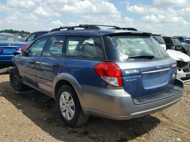 4S4BP60C187313185 - 2008 SUBARU OUTBACK BLUE photo 3