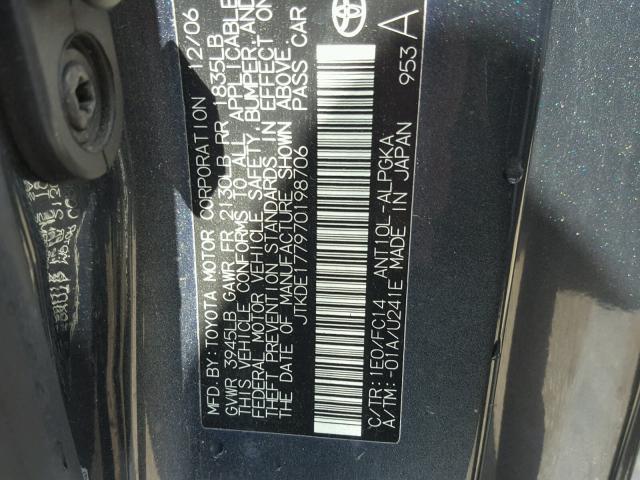 JTKDE177970198706 - 2007 TOYOTA SCION TC 石墨色 照片 10