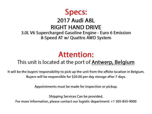 WAUZZZ4H2HN015631 - 2018 AUDI A8 L QUAT BLACK photo 10