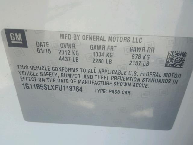 1G11B5SLXFU118764 - 2015 CHEVROLET MALIBU LS Ağ foto 10