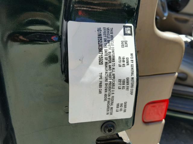 1G1NE52JX3M715920 - 2003 CHEVROLET MALIBU LS Yaşıl foto 10