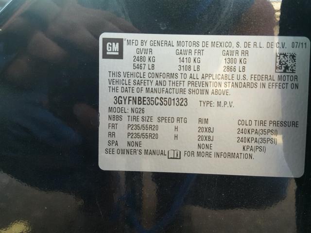 3GYFNBE35CS501323 - 2012 CADILLAC SRX PERFOR 黑色 照片 10