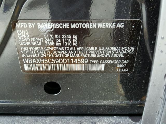 WBAXH5C59DD114599 - 2013 BMW 528 XI GRAY photo 10