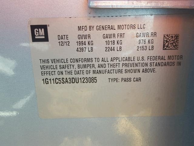 1G11C5SA3DU123085 - 2013 CHEVROLET MALIBU 1LT 蓝色 照片 10