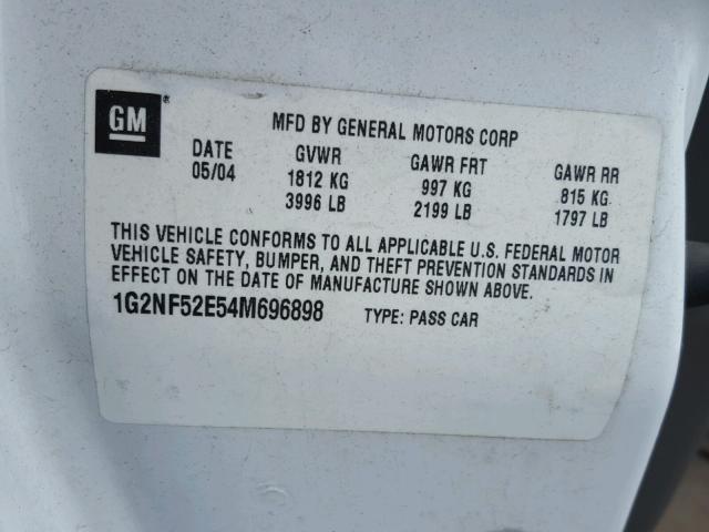 1G2NF52E54M696898 - 2004 PONTIAC GRAND AM S Ağ foto 10