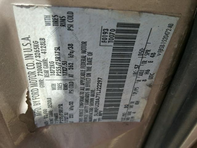 5LMFU28A7YLJ22297 - 2000 LINCOLN NAVIGATOR Siyah fotoğraf 10