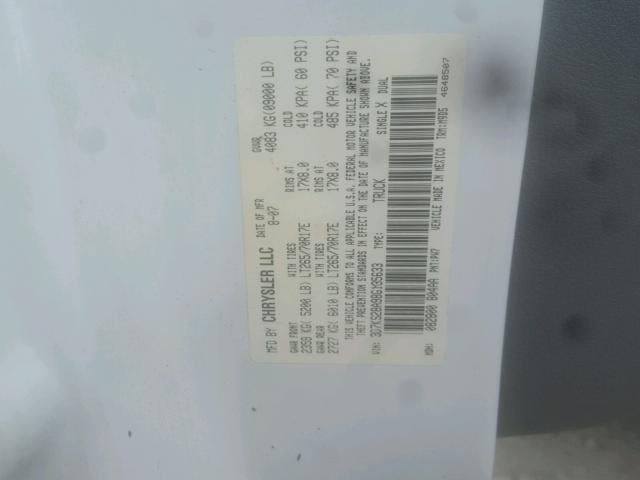 3D7KS28A98G135633 - 2008 DODGE RAM 2500 S WHITE photo 10