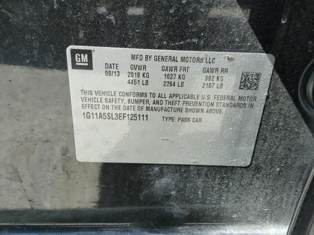 1G11A5SL3EF125111 - 2014 CHEVROLET MALIBU LS 奶油色 照片 10