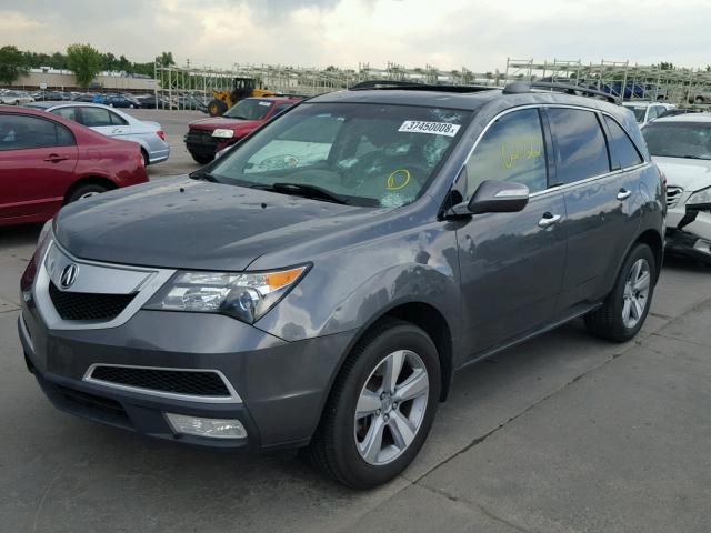 2HNYD2H38CH526520 - 2012 ACURA MDX TECHNO GRAY photo 2