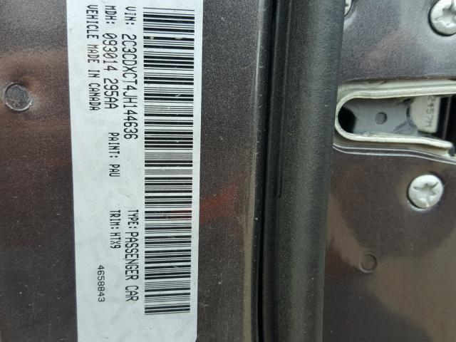 2C3CDXCT4JH144636 - 2018 DODGE CHARGER R/ GRAY photo 10