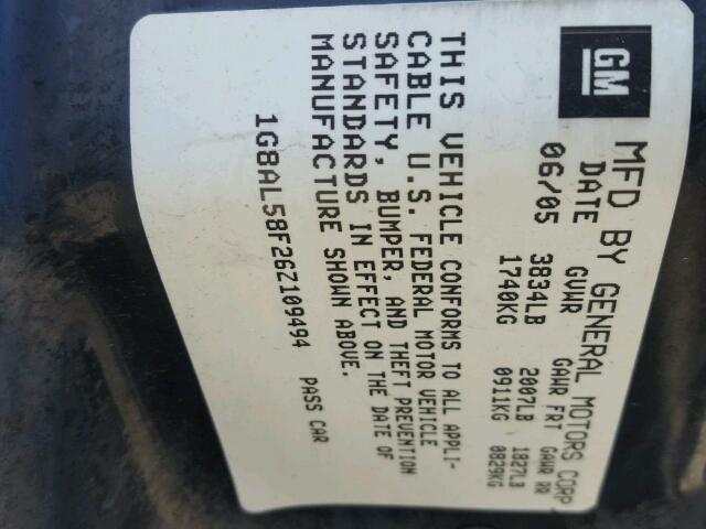 1G8AL58F26Z109494 - 2006 SATURN ION LEVEL SILVER photo 10