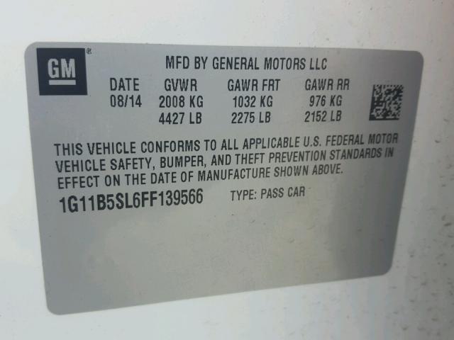 1G11B5SL6FF139566 - 2015 CHEVROLET MALIBU LS Ağ foto 10