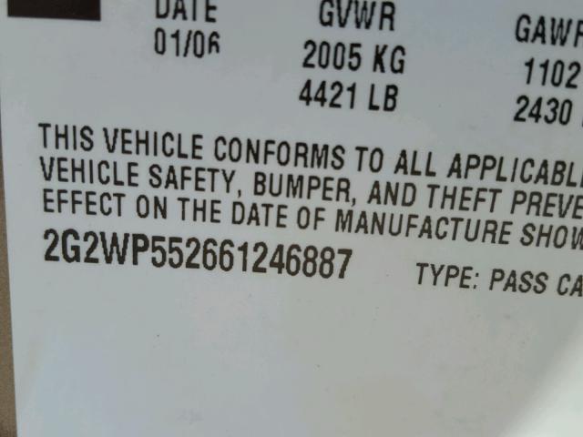 2G2WP552661246887 - 2006 PONTIAC GRAND PRIX TAN photo 10