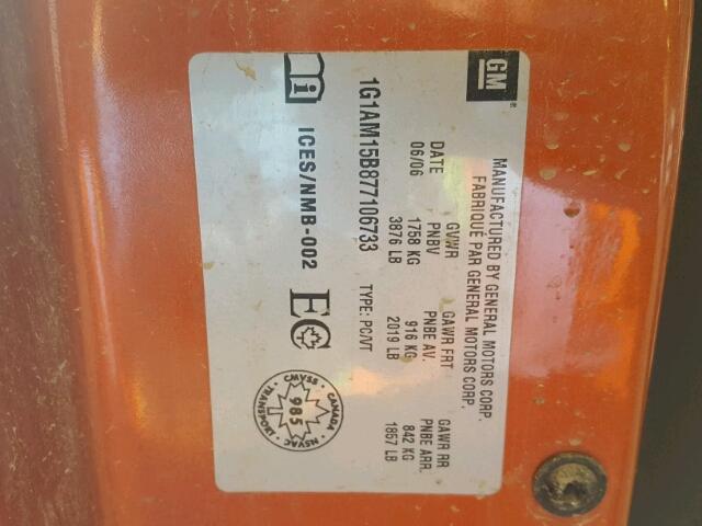 1G1AM15B877106733 - 2007 CHEVROLET COBALT SS ORANGE photo 10