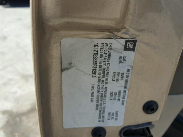 1G1ZT52835F312910 - 2005 CHEVROLET MALIBU LS 棕色 照片 10