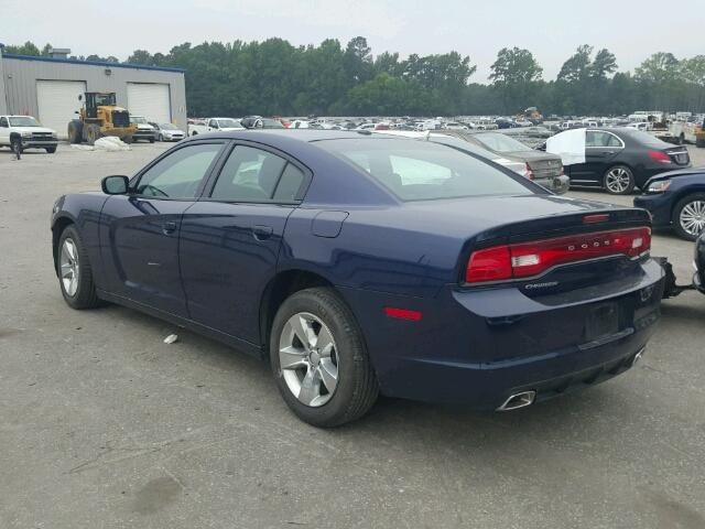 2C3CDXBG7EH342248 - 2014 DODGE CHARGER SE BLUE photo 3